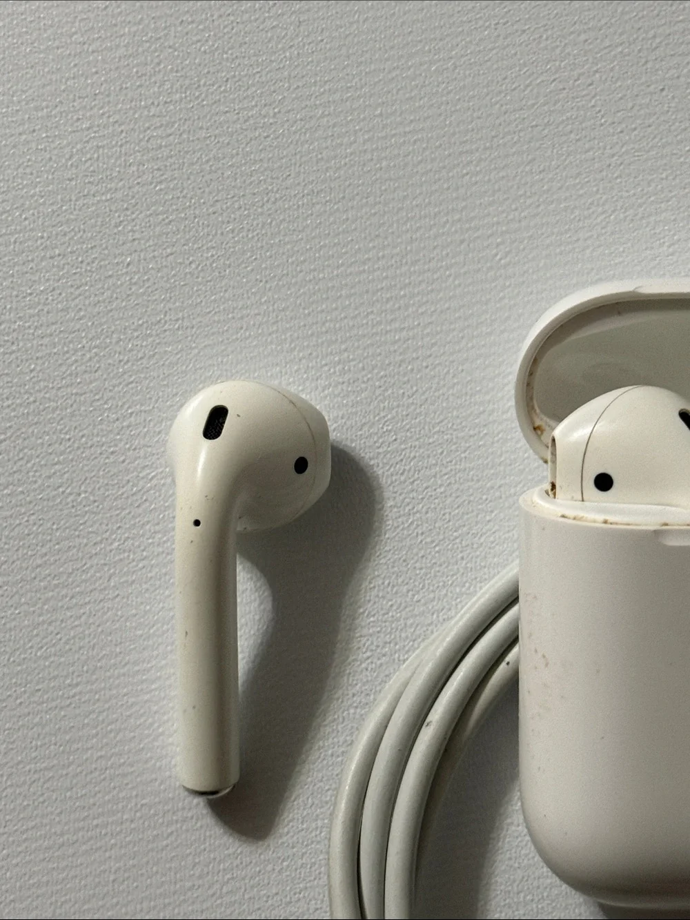Apple White Earbuds with Charging Case and Lightning Cable model A2031 see descr
